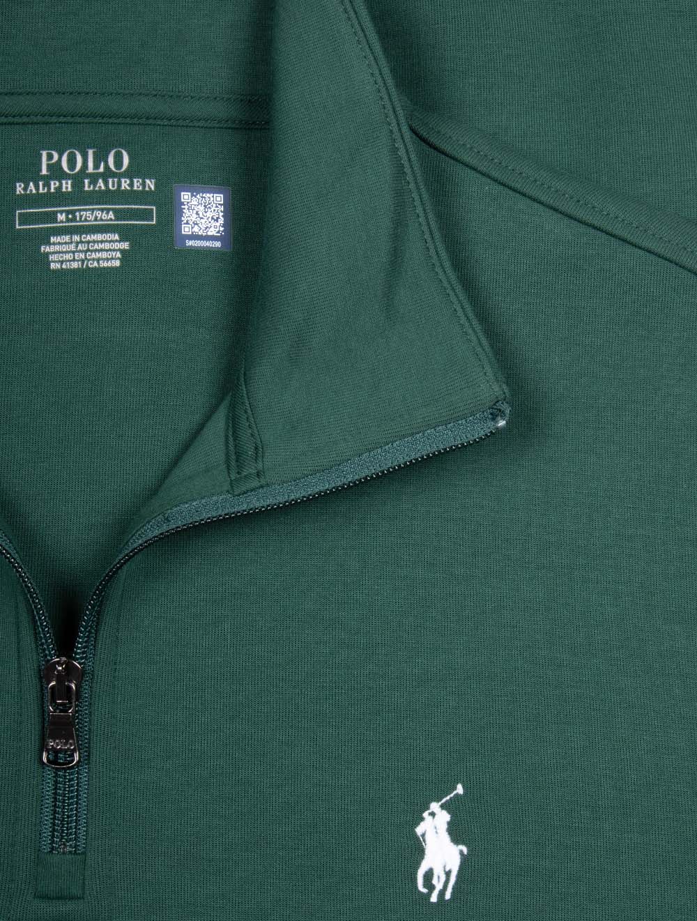 Double-Knit Quarter-Zip Pullover Green