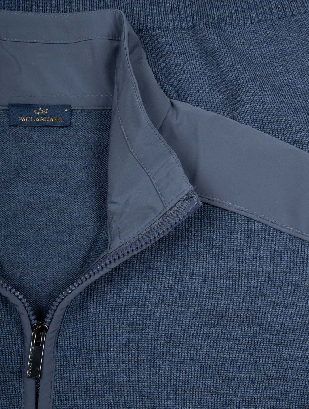 Virgin Wool Half Zip Sweater Blue