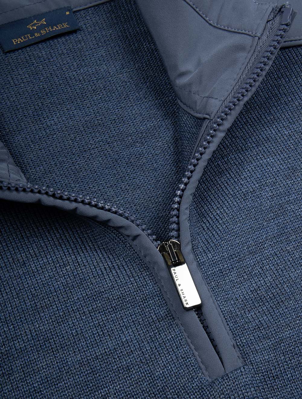 Virgin Wool Half Zip Sweater Blue