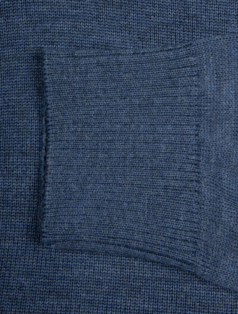 Virgin Wool Half Zip Sweater Blue