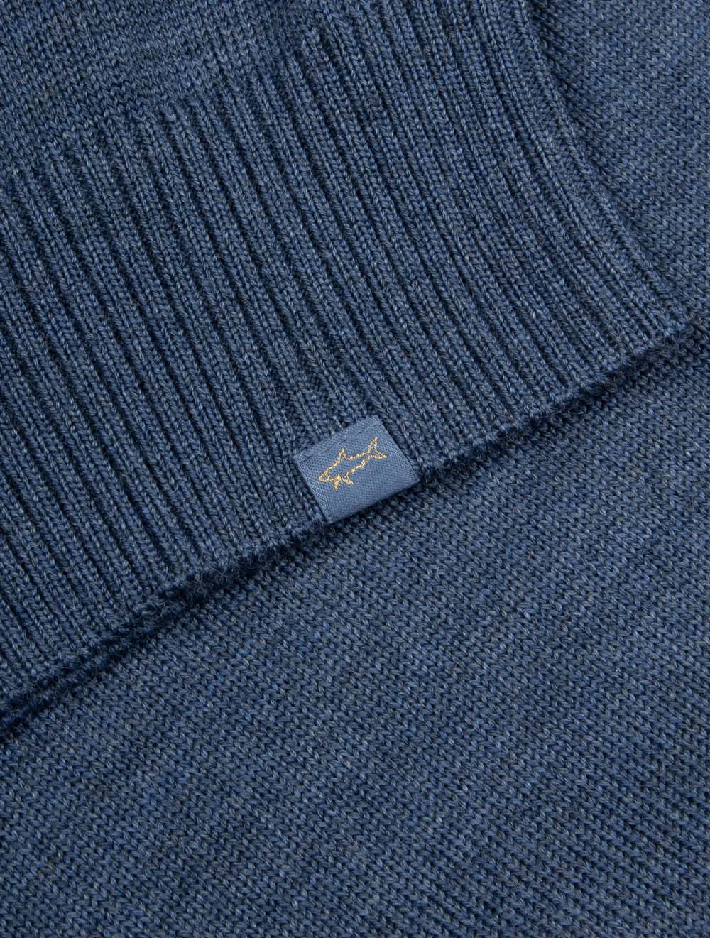 Virgin Wool Half Zip Sweater Blue