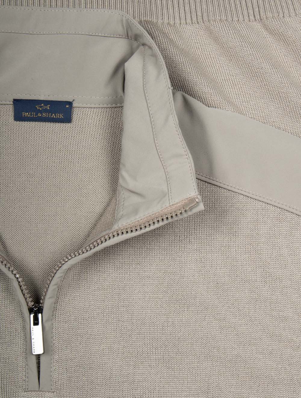 Virgin Wool Half Zip Sweater Sand
