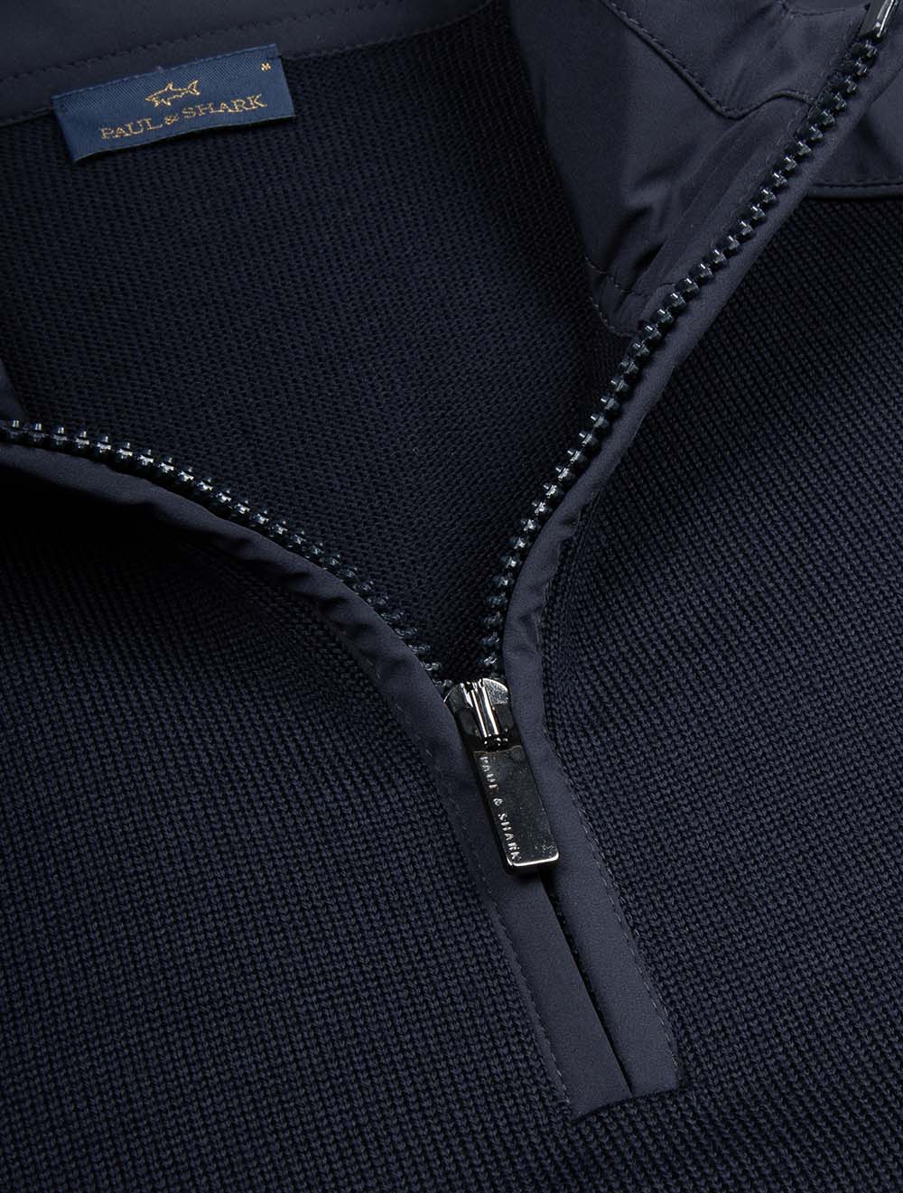 Virgin Wool Half Zip Sweater Navy