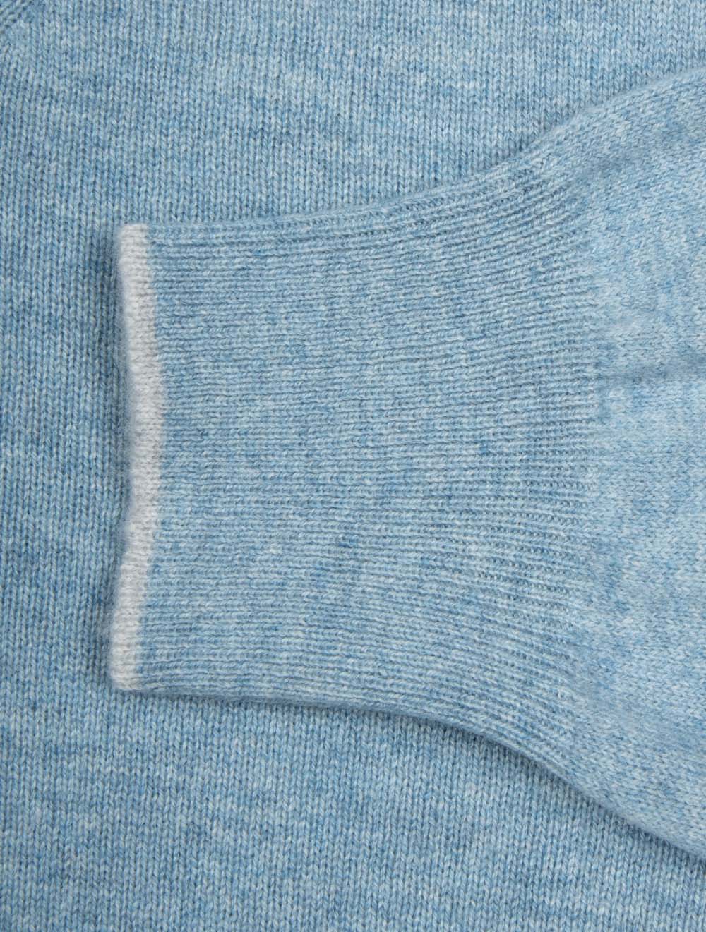 Pull demi-zip en laine et cachemire bleu clair