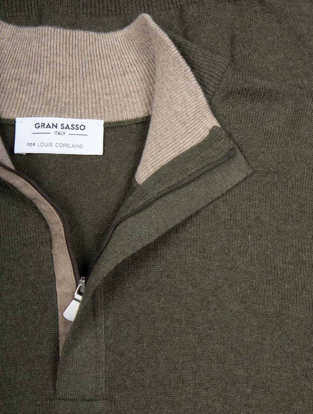 Wool And Cashmere Half Zip Green