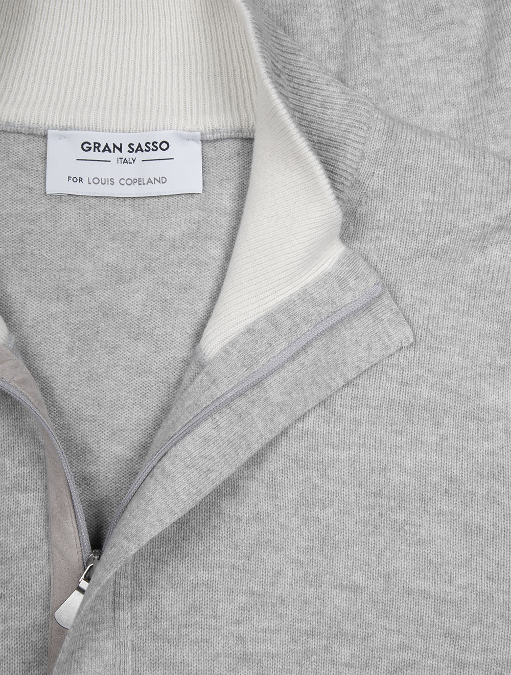 Wool And Cashmere Half Zip Grey