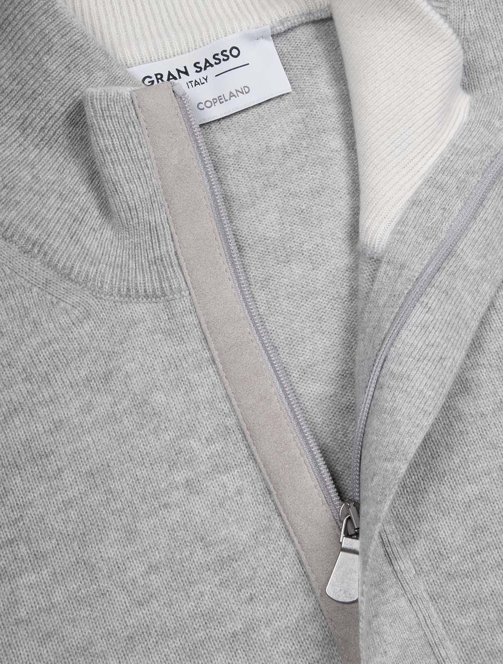 Wool And Cashmere Half Zip Grey
