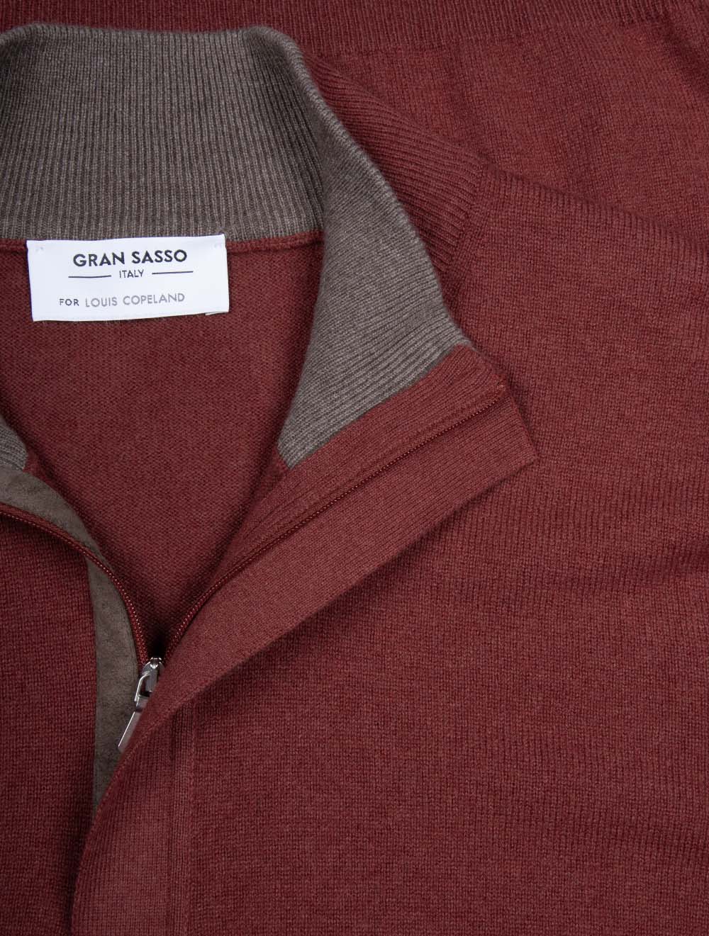Wool And Cashmere Half Zip Red