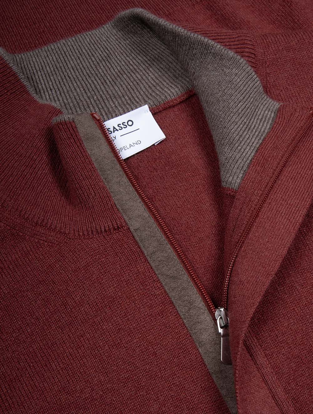 Wool And Cashmere Half Zip Red