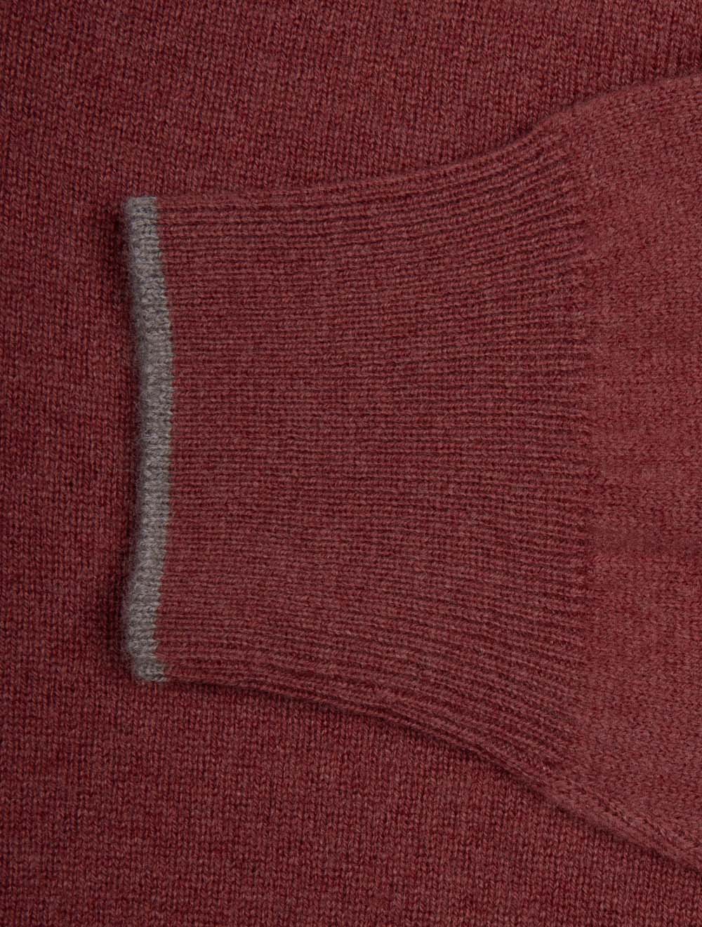 Wool And Cashmere Half Zip Red