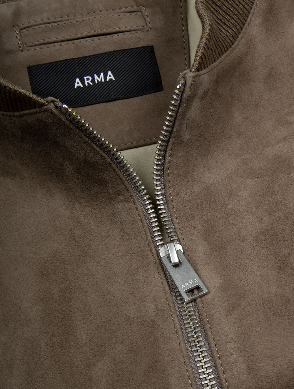 Veste bomber en daim Didier couleur terre