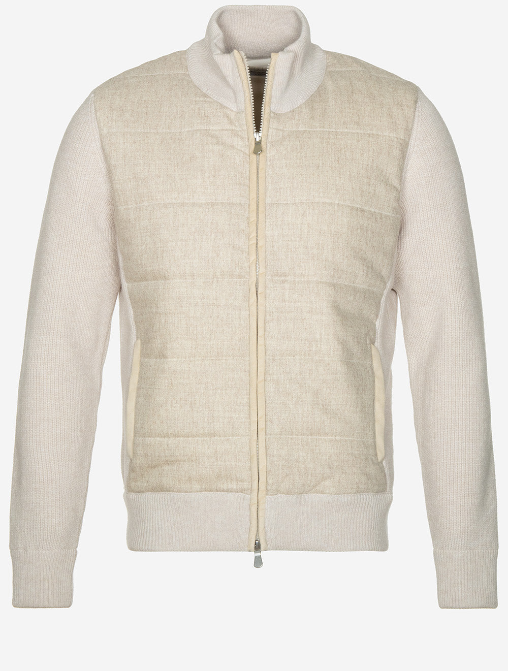 Full Zip Padded Knit Jacket Cream