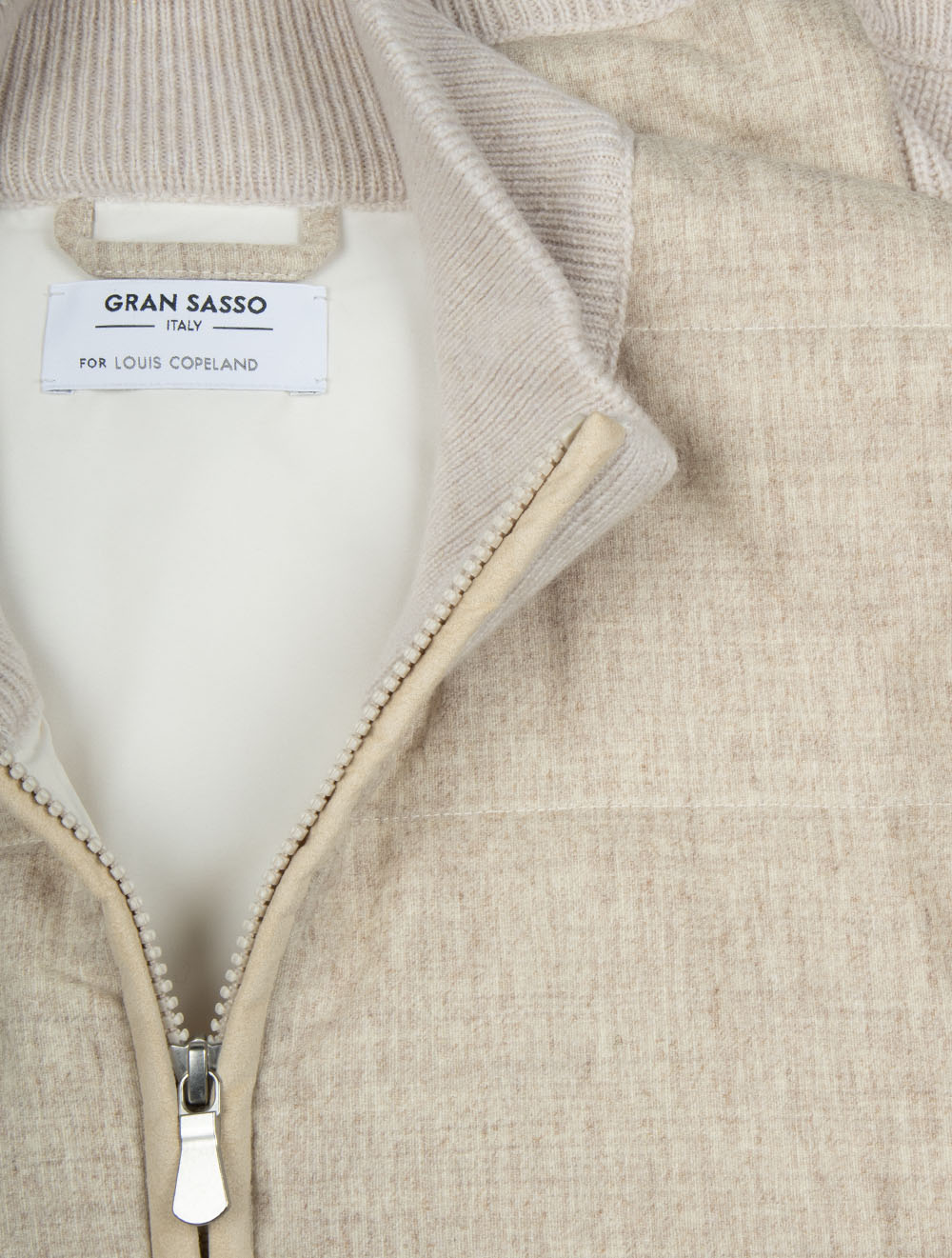 Full Zip Padded Knit Jacket Cream