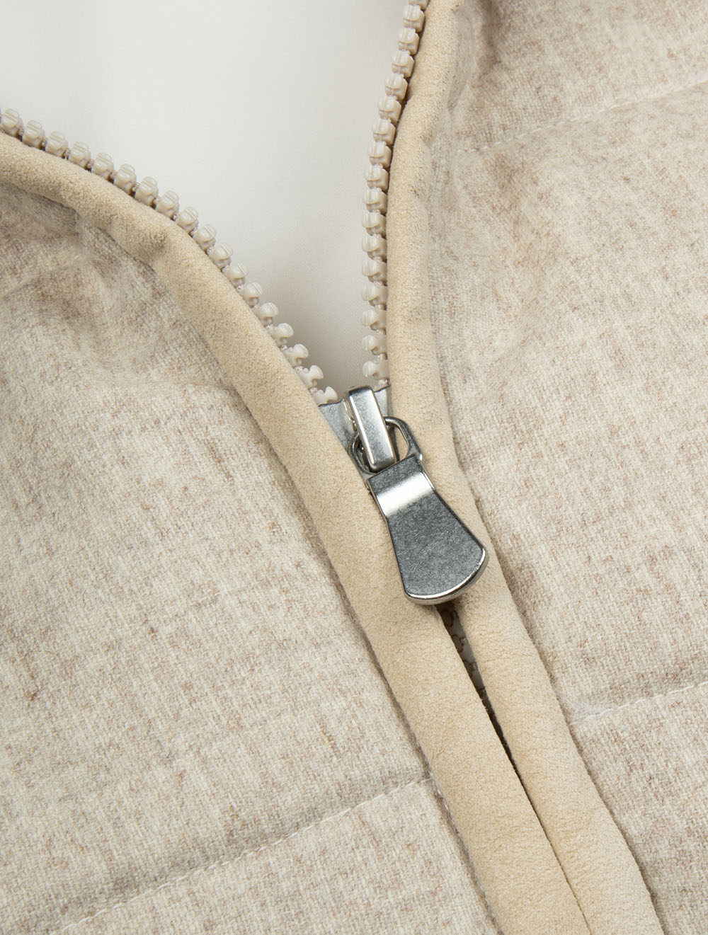 Full Zip Padded Knit Jacket Cream