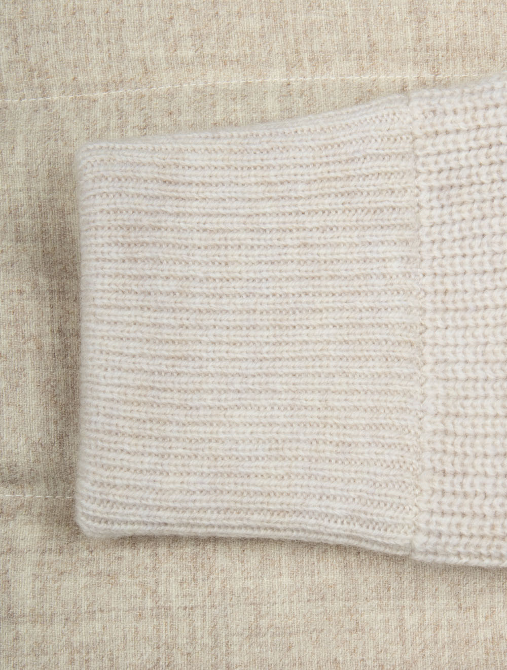 Full Zip Padded Knit Jacket Cream