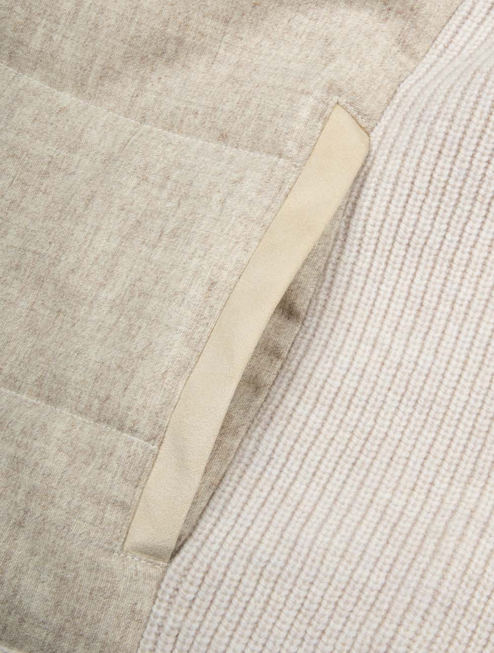 Full Zip Padded Knit Jacket Cream