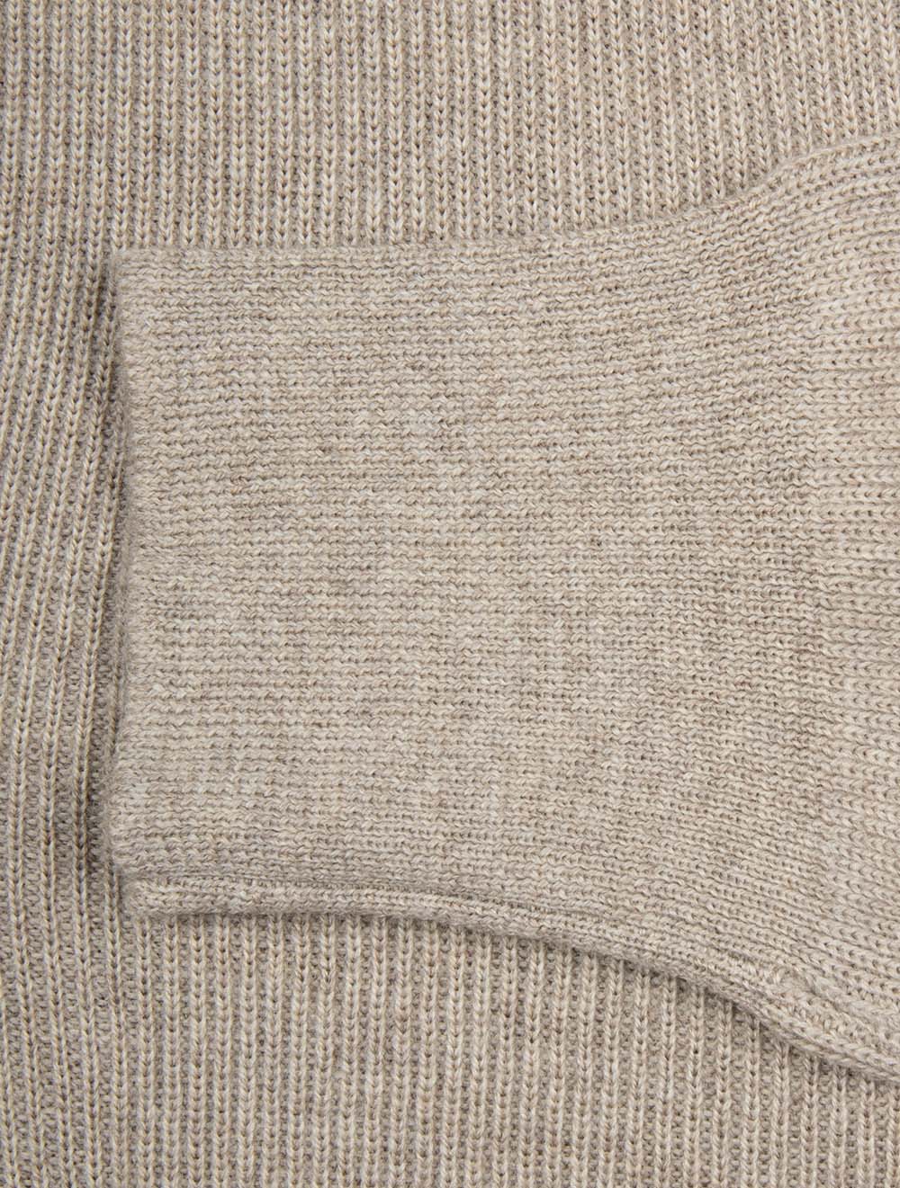 Knit Long Sleeve Tennis Polo Beige