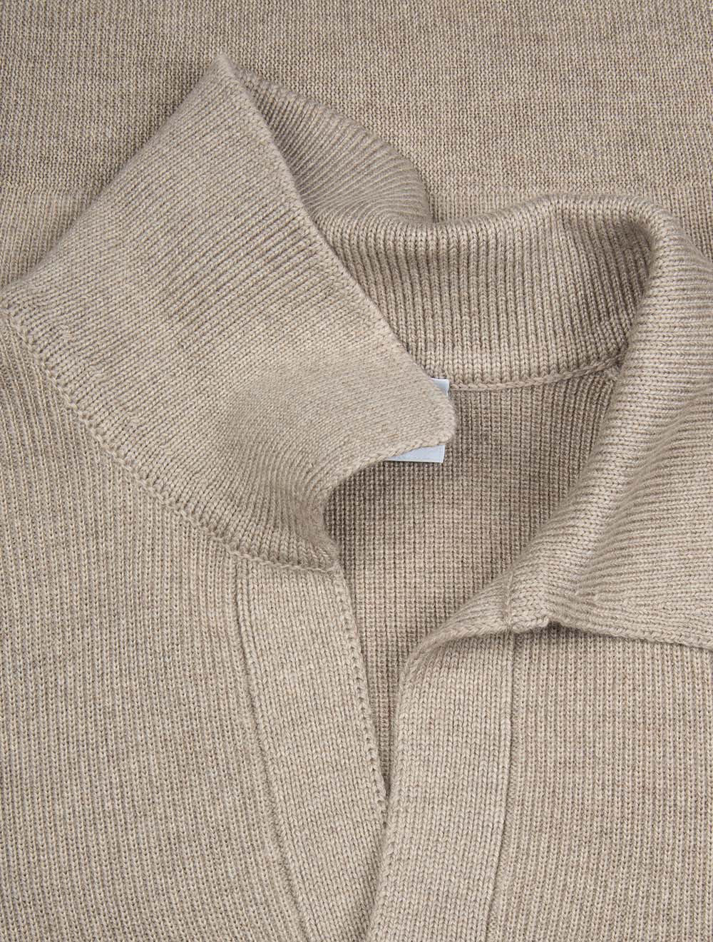 Knit Long Sleeve Tennis Polo Beige