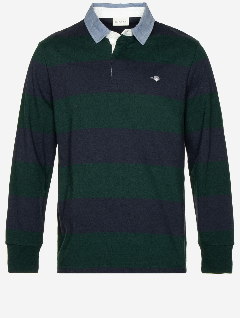 Chambray Collar Striped Heavy Rugger Tartan Green