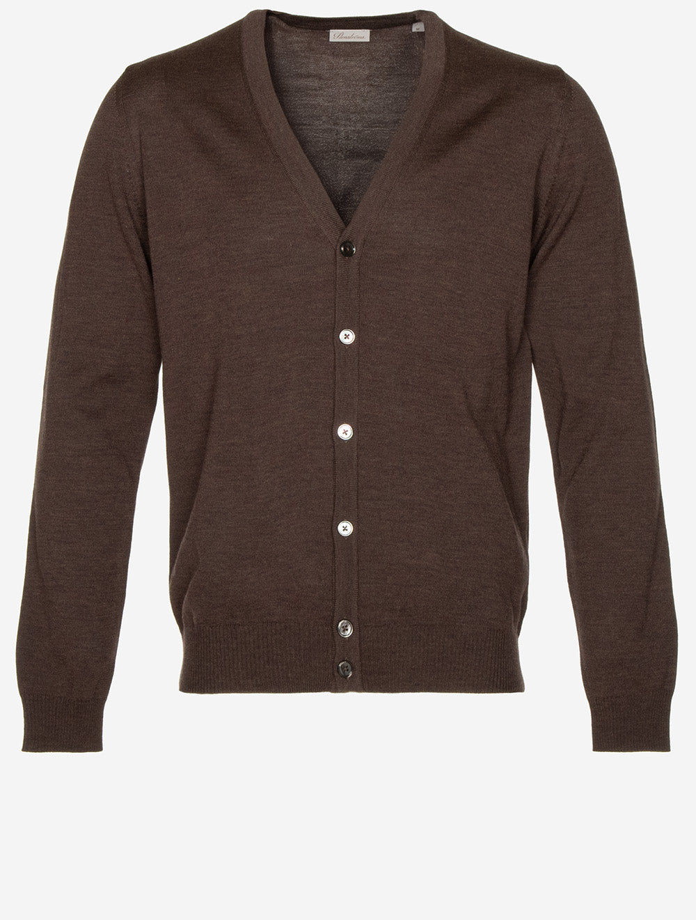 Knitted Cardigan Merino Dark Brown Melange