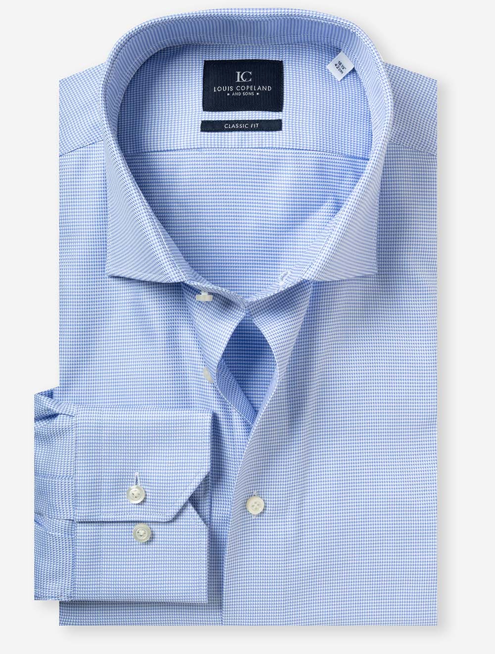 Classic Fit Puppytooth Shirt Blue