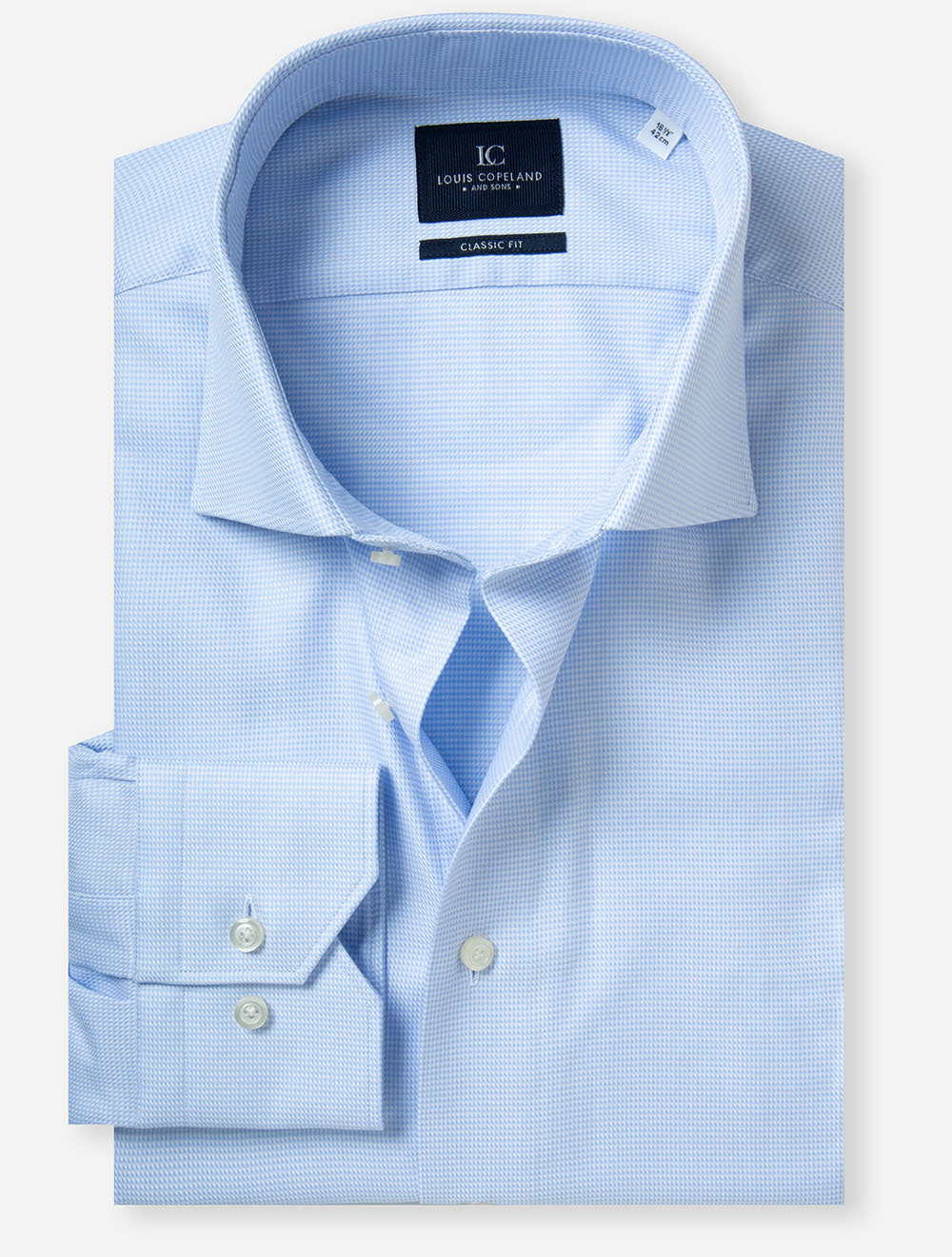 Classic Fit Puppytooth Shirt Light Blue