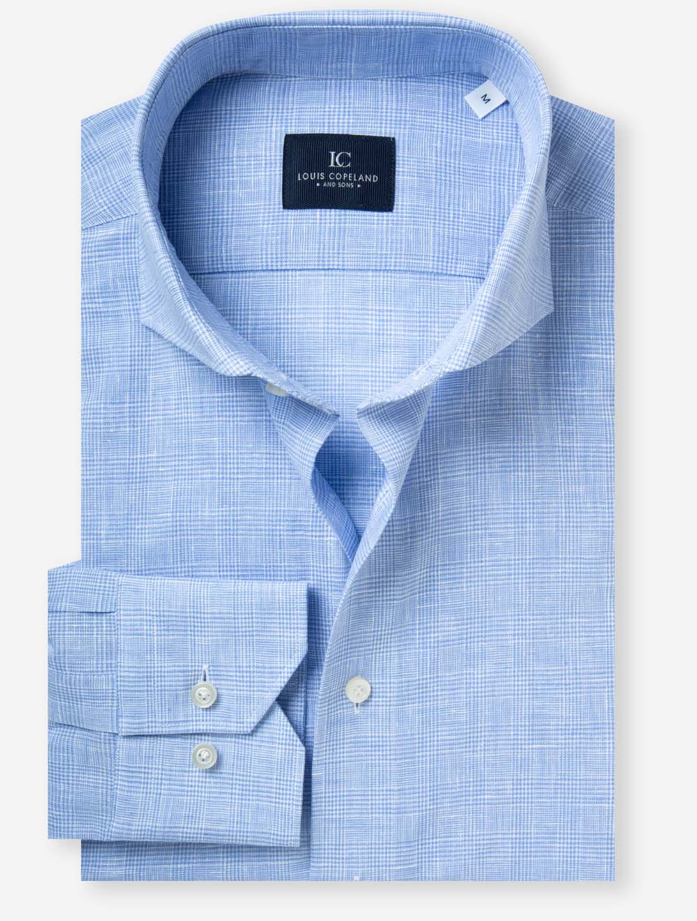 Cotton Linen Check Shirt Blue