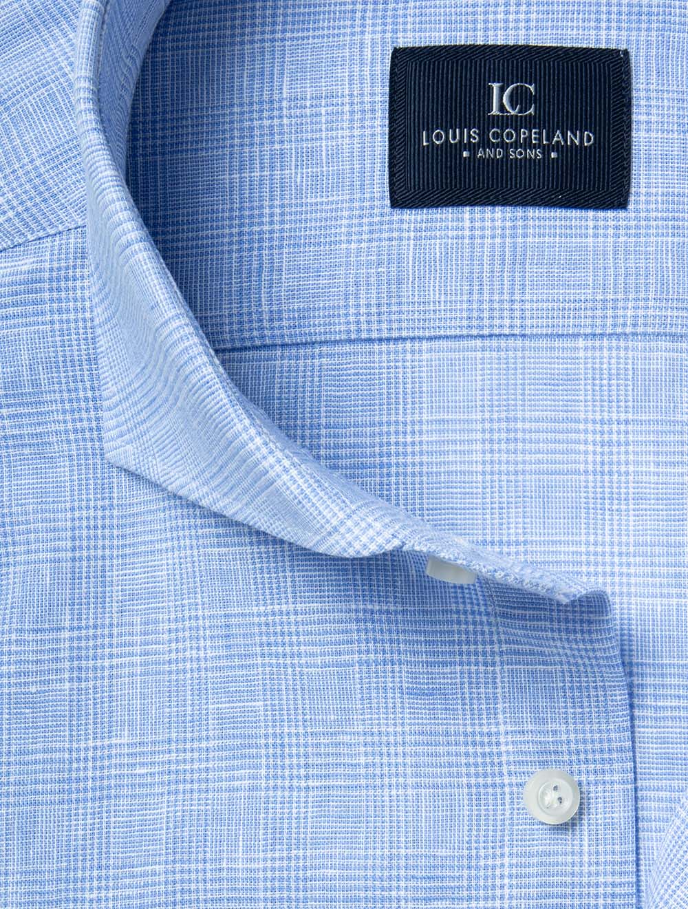 Cotton Linen Check Shirt Blue