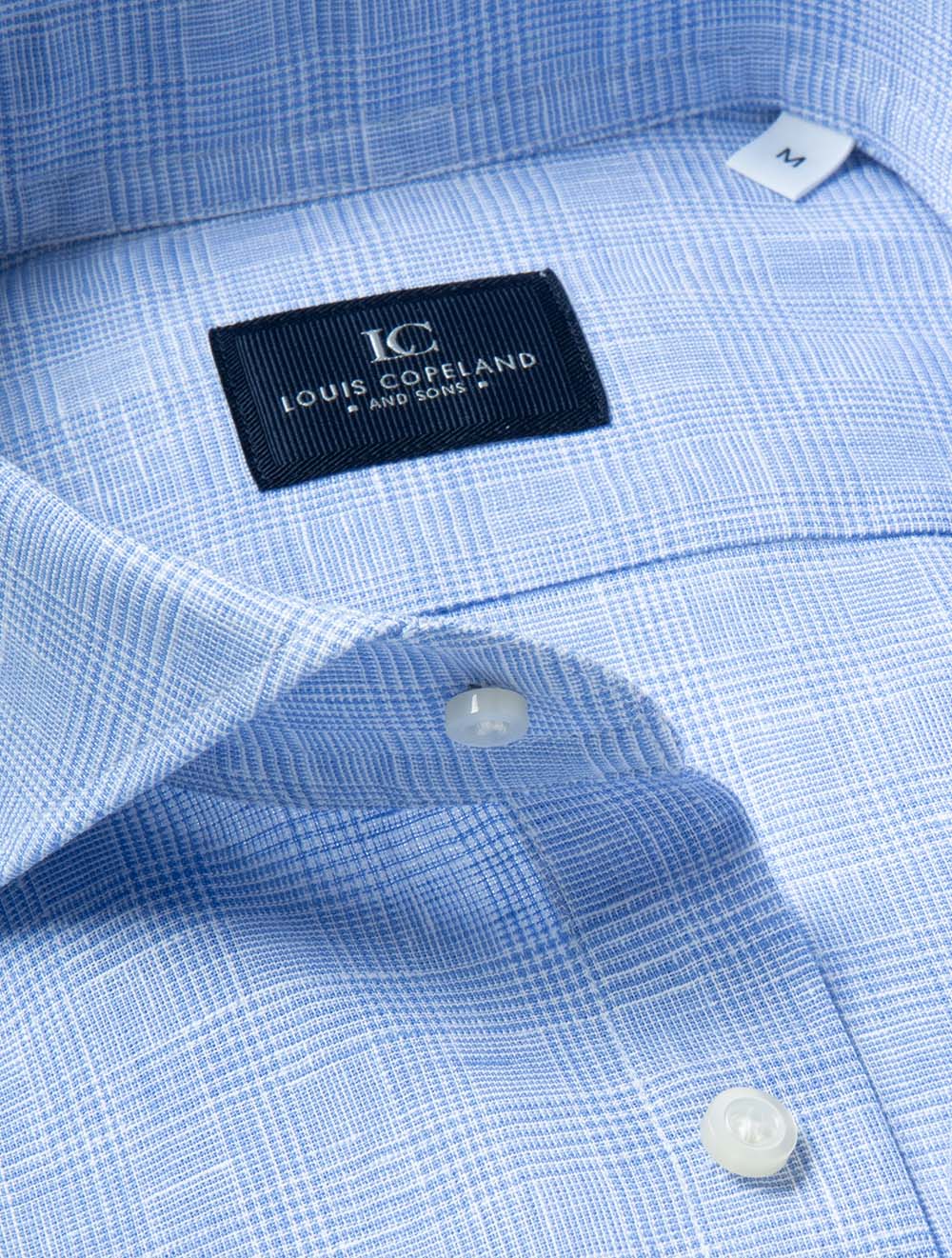 Cotton Linen Check Shirt Blue