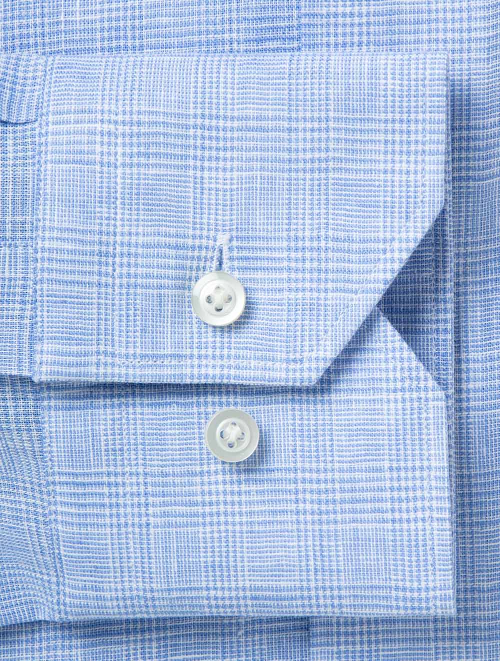 Cotton Linen Check Shirt Blue