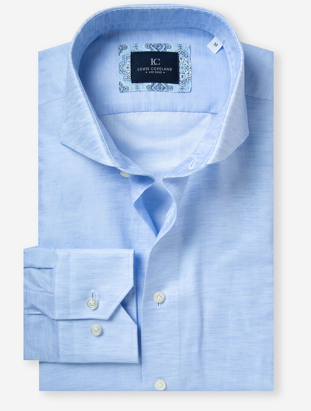Cotton Linen Plain Shirt Blue