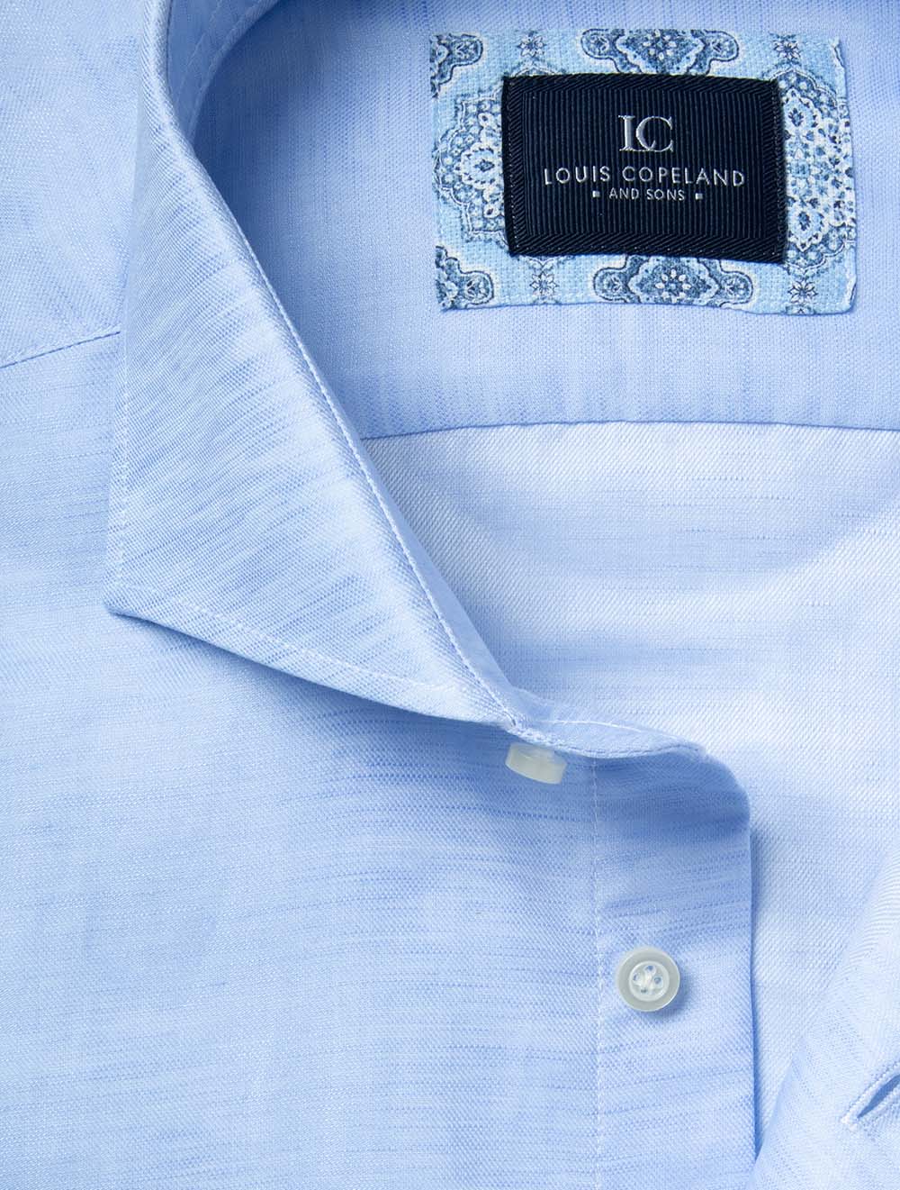 Cotton Linen Plain Shirt Blue