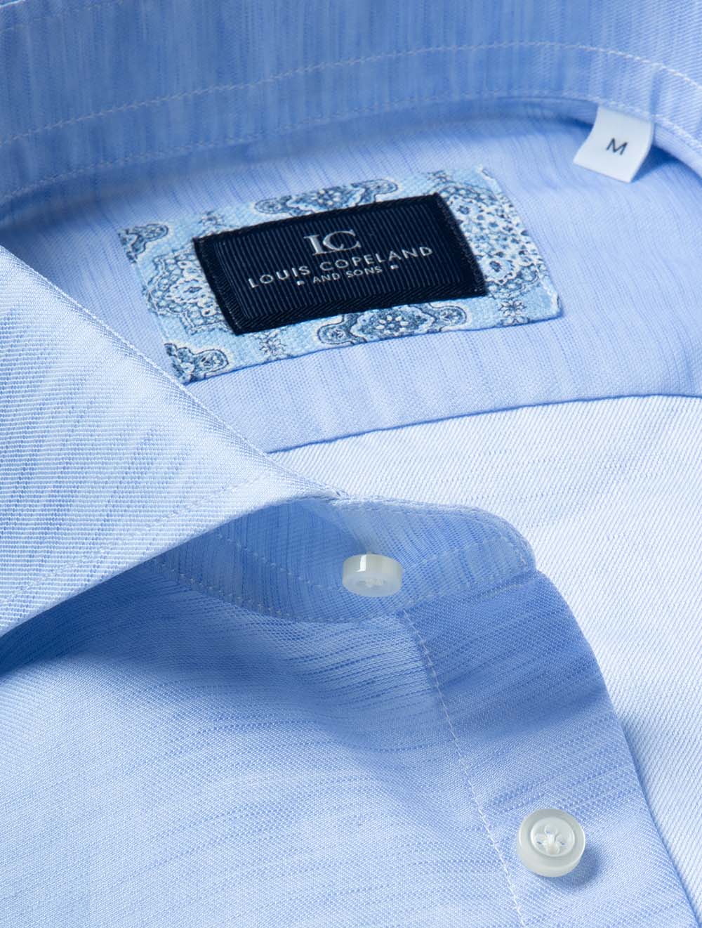 Cotton Linen Plain Shirt Blue