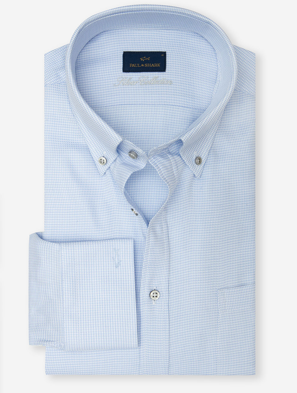 Puppytooth Button-Down Shirt Blue