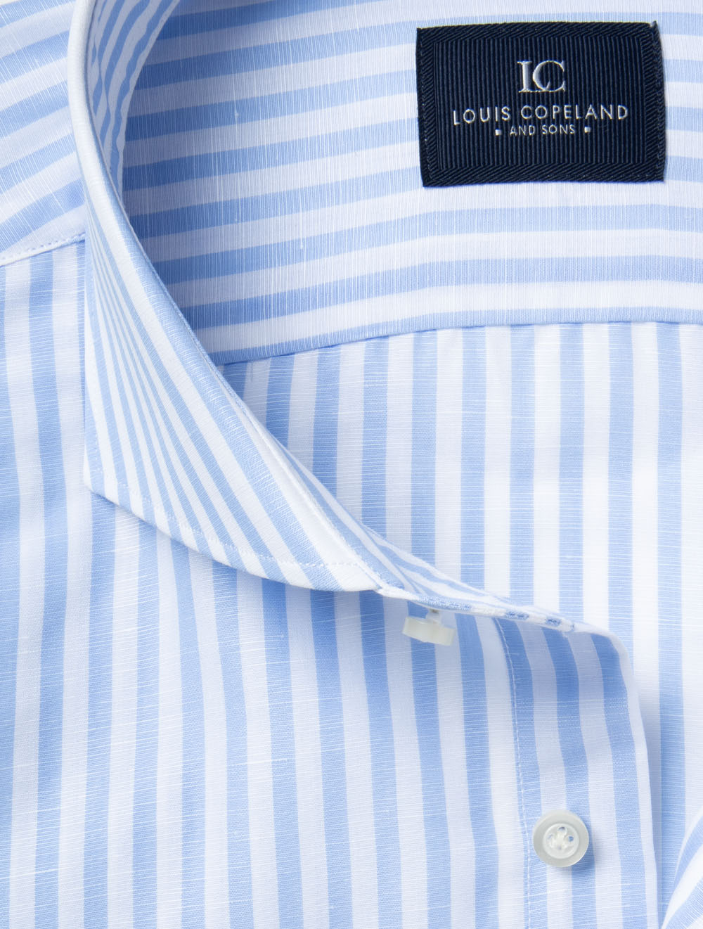 Cotton Linen Barstripe Shirt Blue