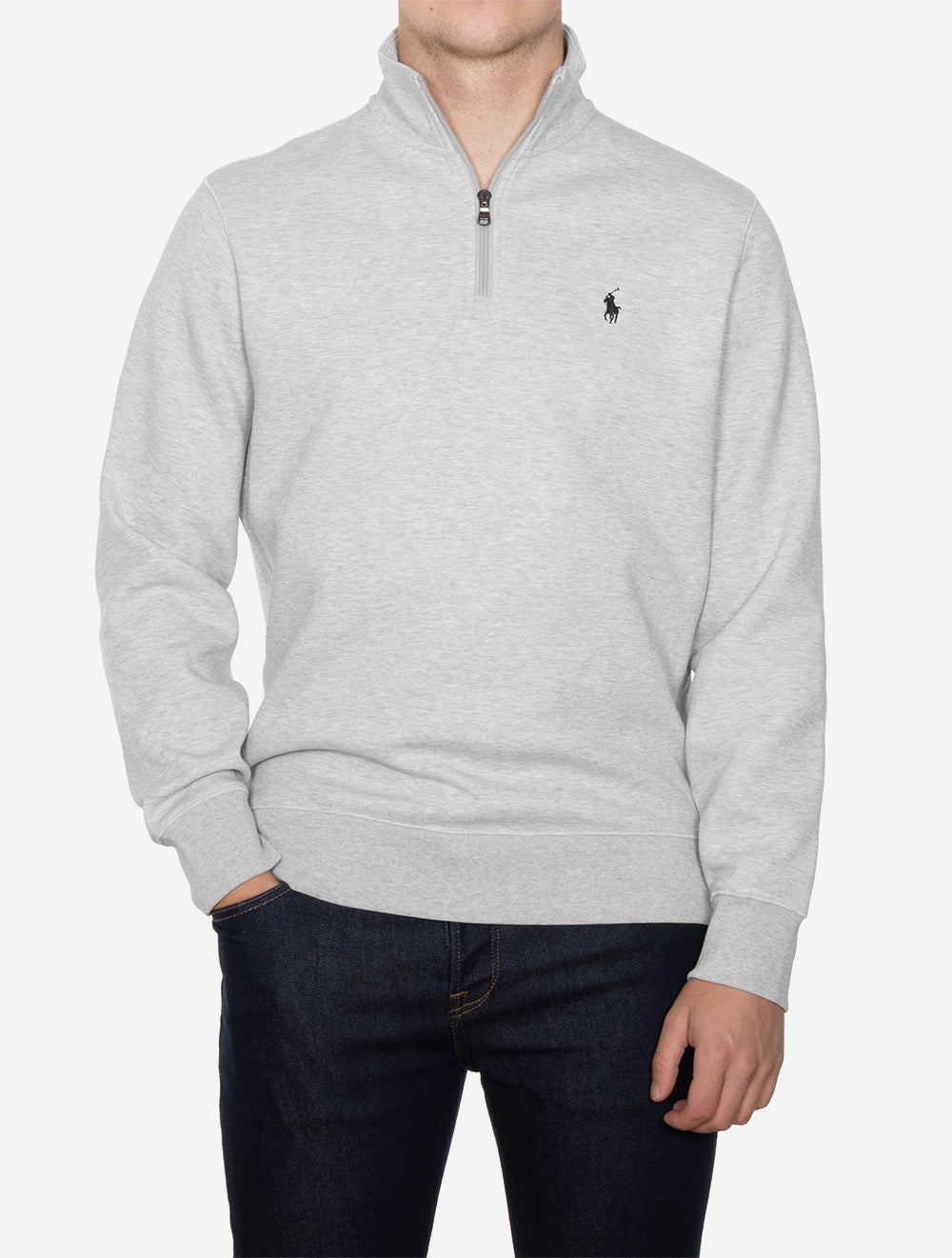 Double-Knit Quarter-Zip Pullover Grey