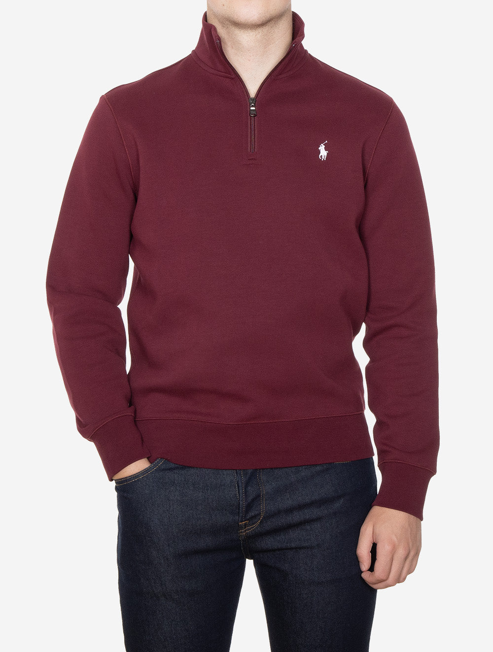 Double-Knit Quarter-Zip Pullover Red