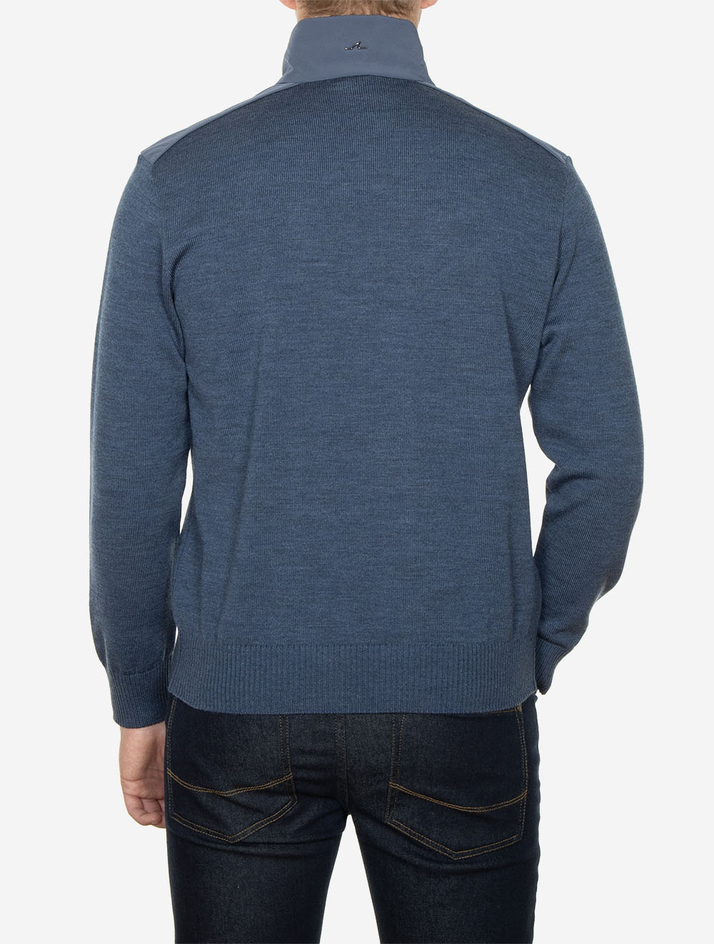 Virgin Wool Half Zip Sweater Blue