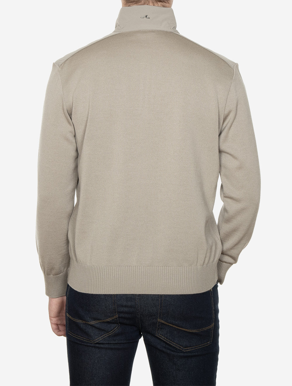 Virgin Wool Half Zip Sweater Sand