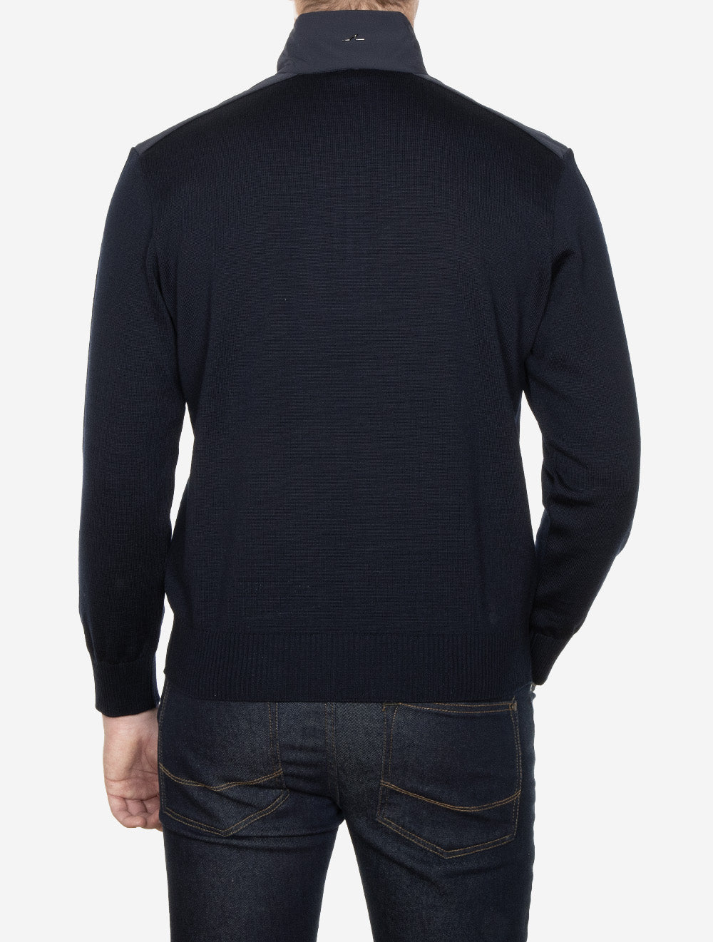 Virgin Wool Half Zip Sweater Navy