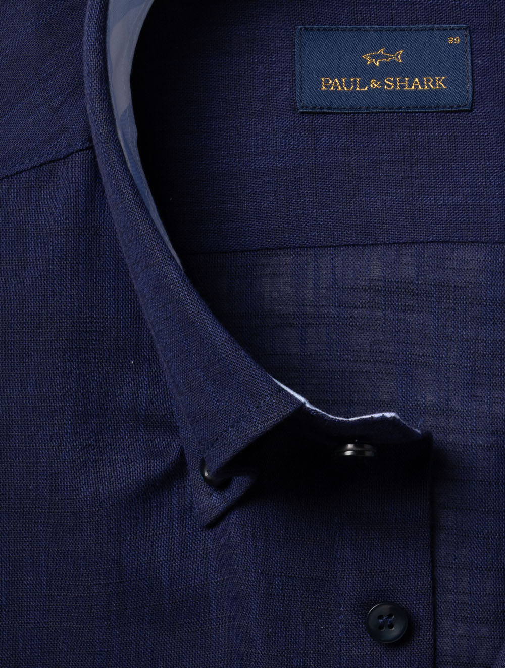 Textured Cotton Button-Down Shirt Navy