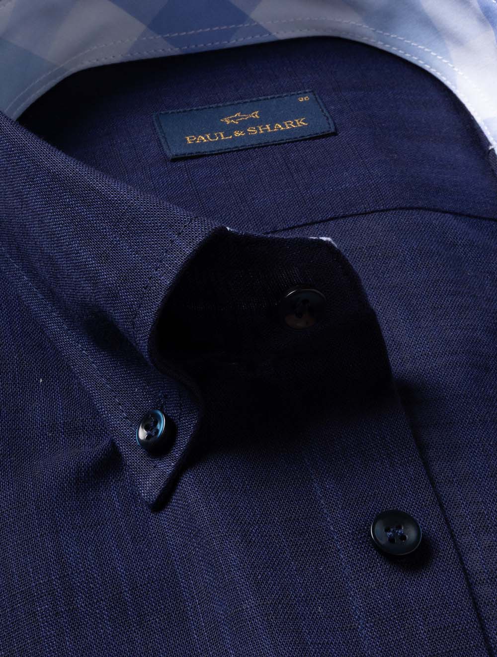 Textured Cotton Button-Down Shirt Navy
