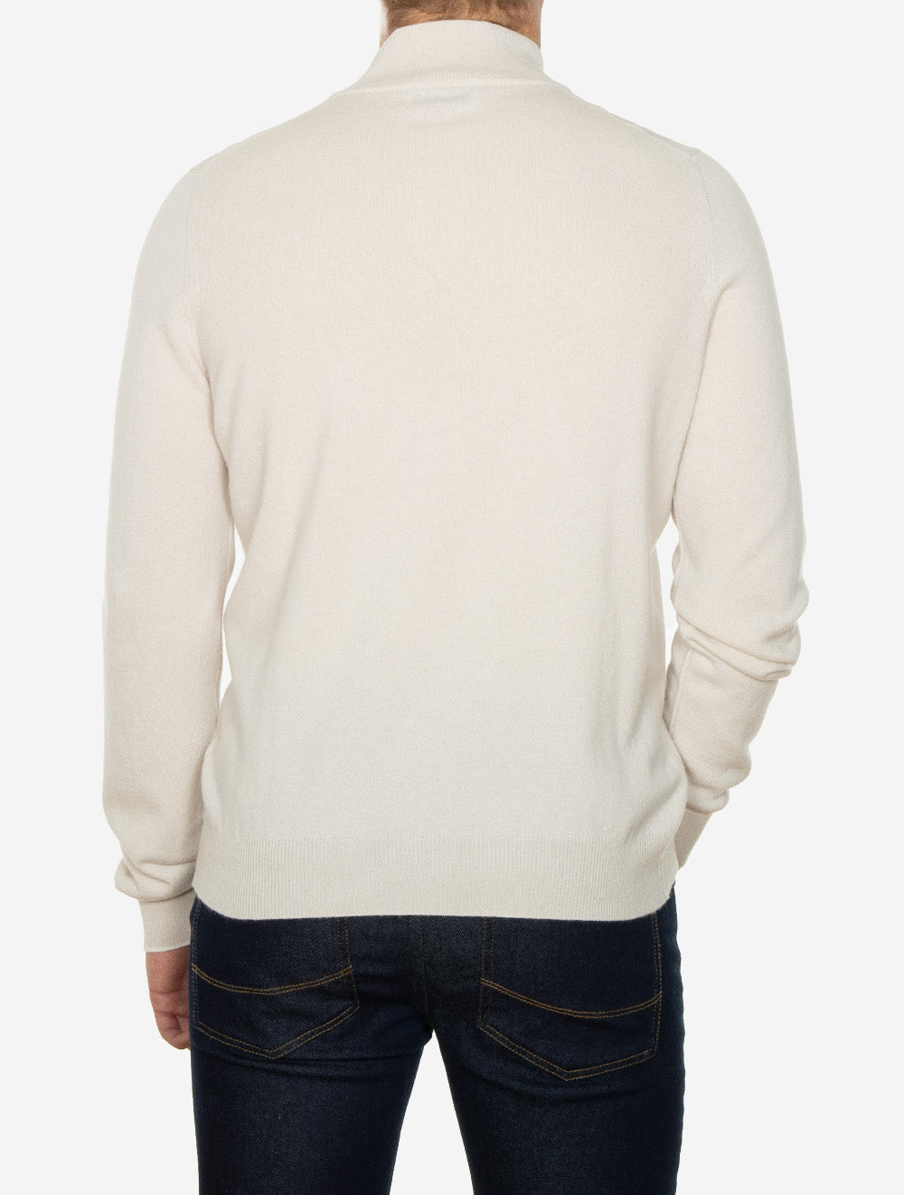 Pull demi-zip en laine et cachemire beige
