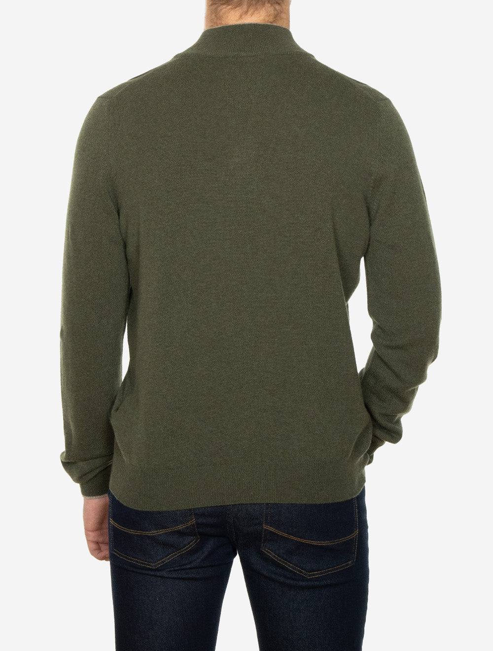 Wool And Cashmere Half Zip Green