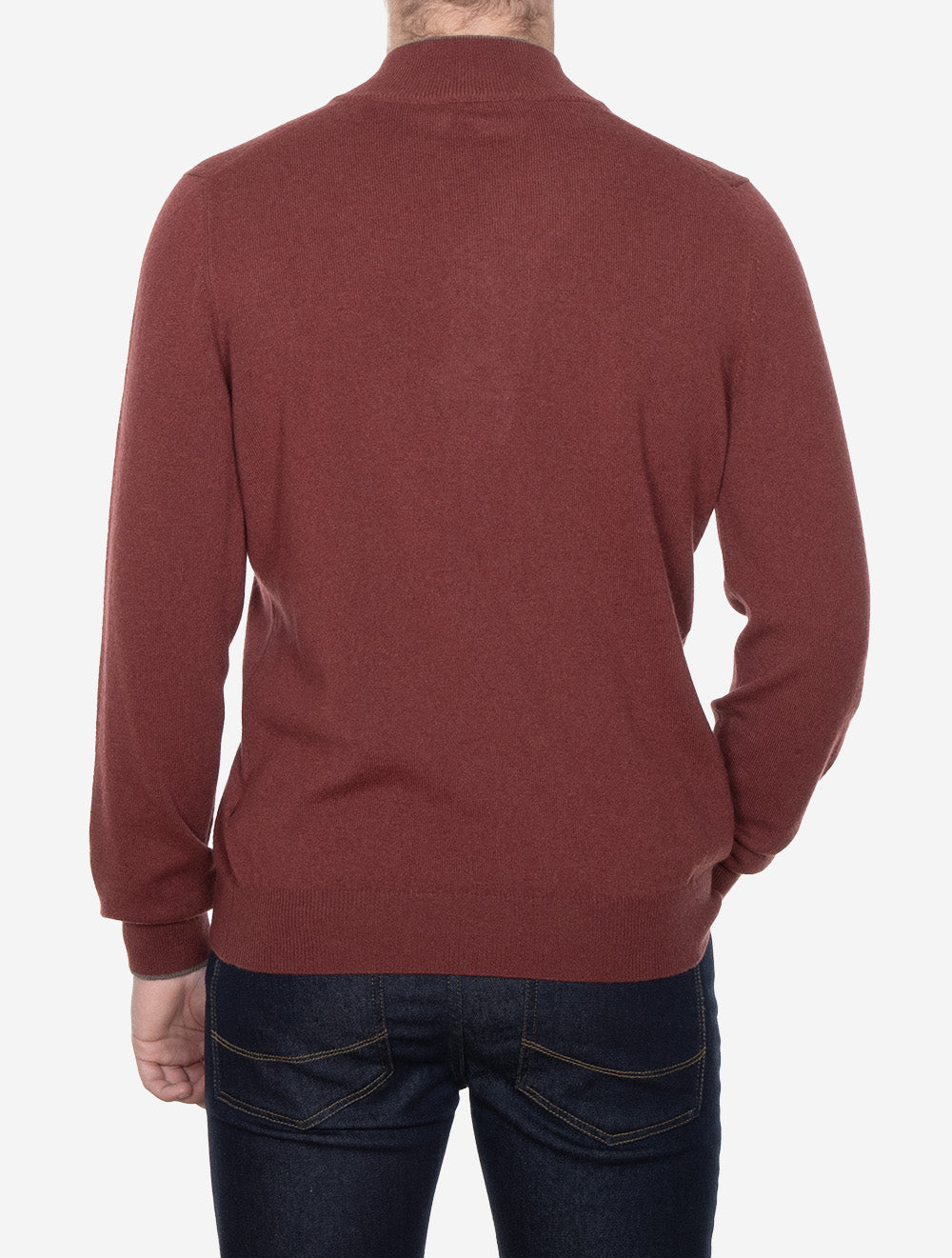 Wool And Cashmere Half Zip Red