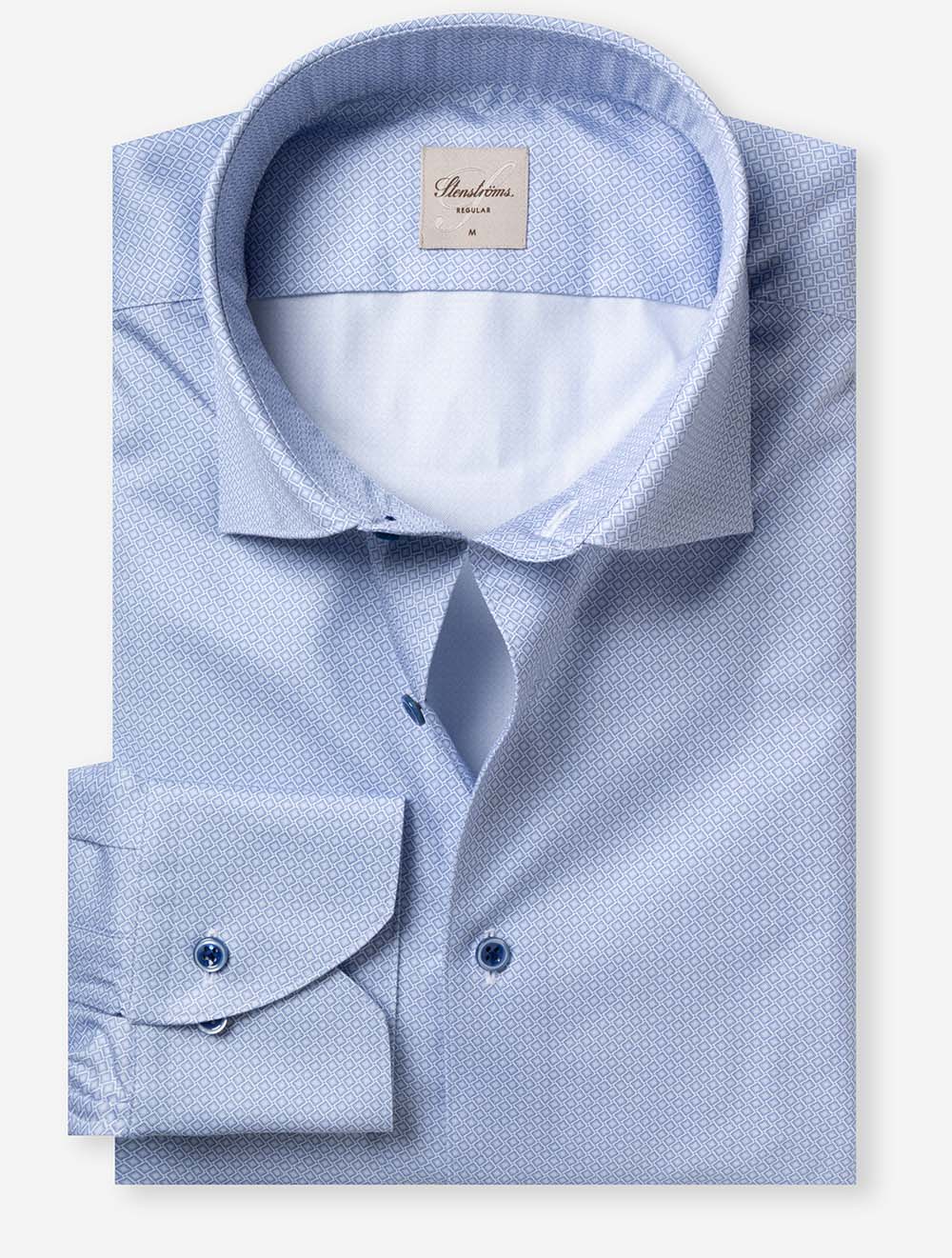 Regular Diamond Pattern Shirt Blue