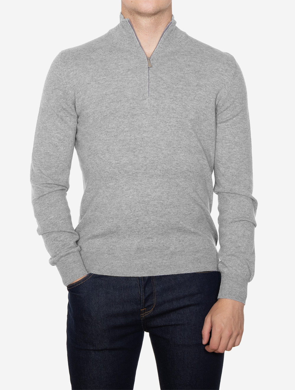 Cashmere Half Zip Sweater Grey