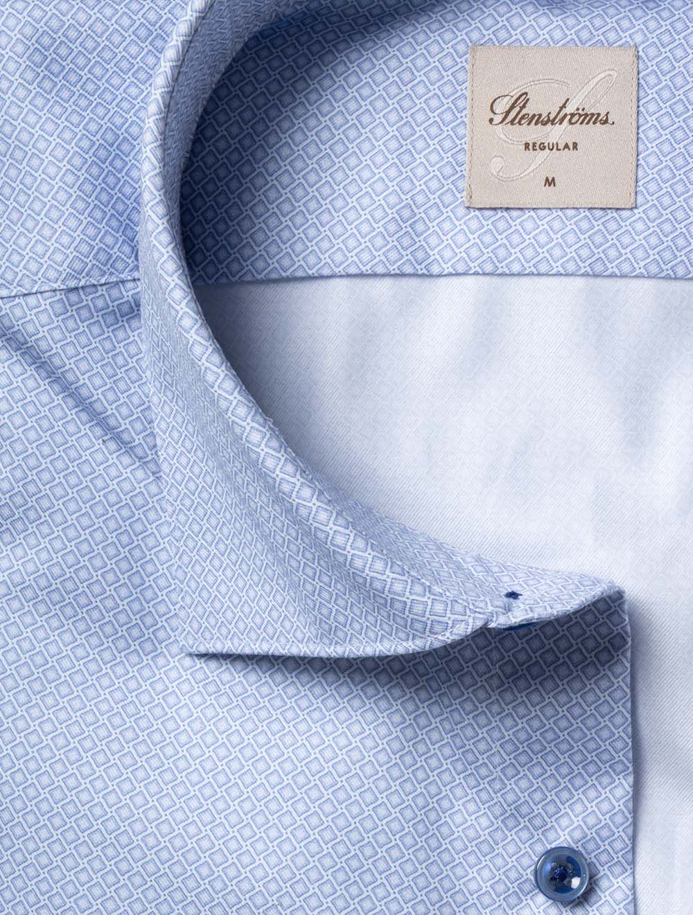 Regular Diamond Pattern Shirt Blue