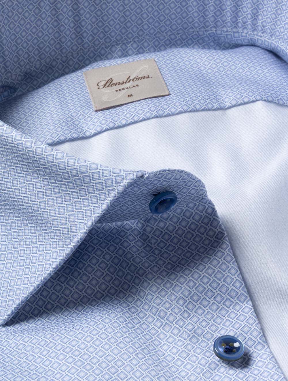Regular Diamond Pattern Shirt Blue