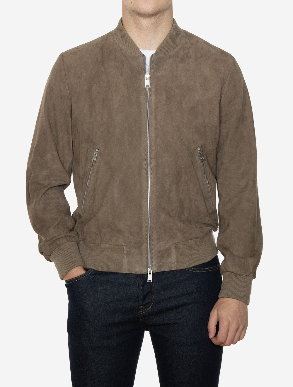 Veste bomber en daim Didier couleur terre